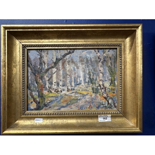 162 - Frank Spencer Budgen (1882-1971): Oil on panel ‘Hamstead Heath’ unsigned, in giltwood frame. 11¾ins.... 