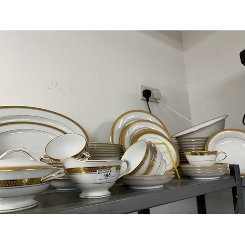 198 - Ceramics: Noritake Goldridge pattern 5480 comprses plates (10½ins) x 12, plates (8½ins) x 12, plates... 