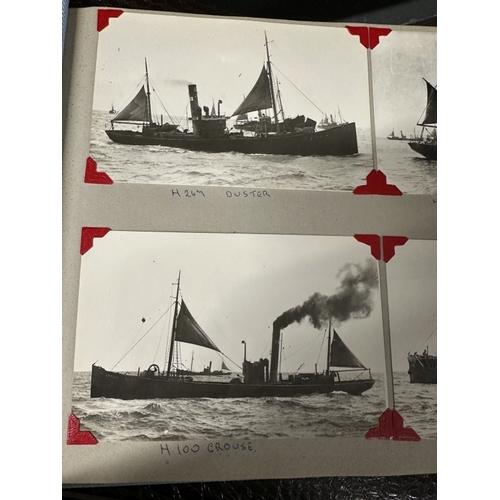 213 - Photography: Six photograph albums containing photographs and postcards of trawlers around the Briti... 