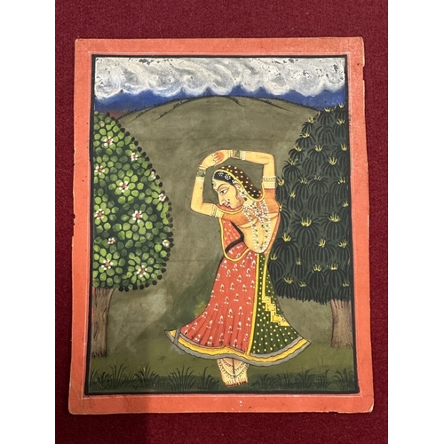 222 - Indian Art: Early 20th cent. Female dancer, Indian minature on paper. 6ins. x 8ins.