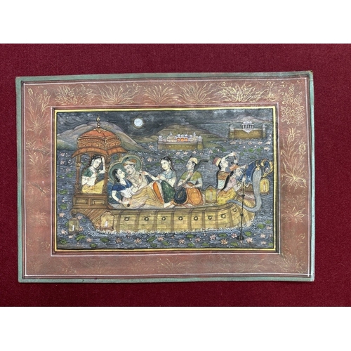 223 - Indian Art: Early 20th cent. Group in a boat, Indian minature on paper. 7ins. x 11ins.