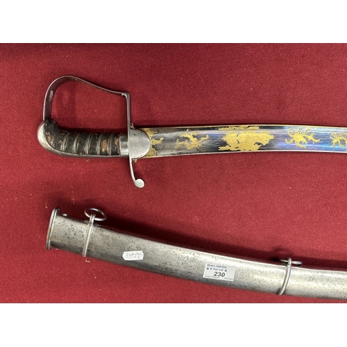 230 - Militaria/Waterloo: Sir William Bellairs KT 1793-1863 19th century 1796 pattern cavalry sabre and sc... 