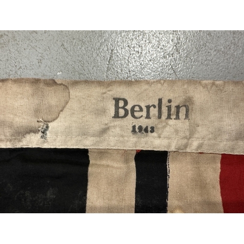 240 - Military: Third Reich battle flag stamped to the border Berlin 1943, size 33½ins. x 59ins. and Navy ... 