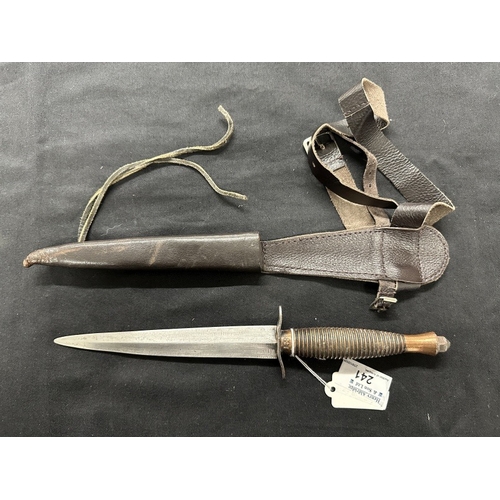 241 - Military; Fairbairn-Sykes fighting knife 3rd pattern with sheath.