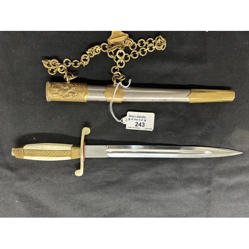 243 - Military: Bulgarian M51 army officer's dagger unmarked brass handle, white grip plates, nickel plate... 