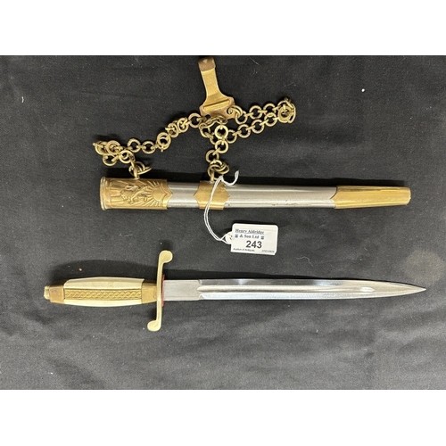 243 - Military: Bulgarian M51 army officer's dagger unmarked brass handle, white grip plates, nickel plate... 