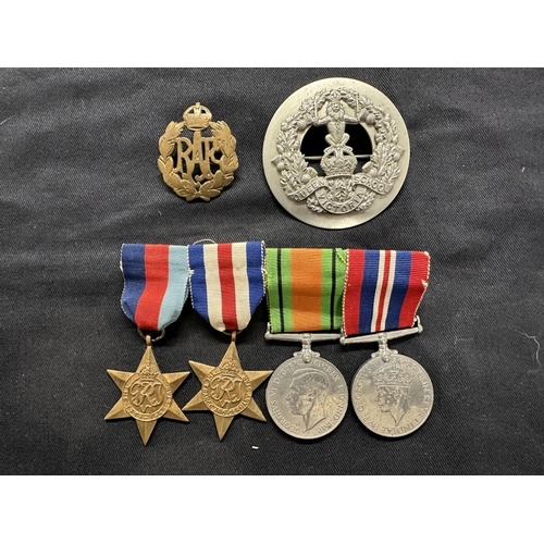 247 - Medals: WWII group France, Germany group of four to Harold Leslie Roberts-Phare RAF badge and white ... 