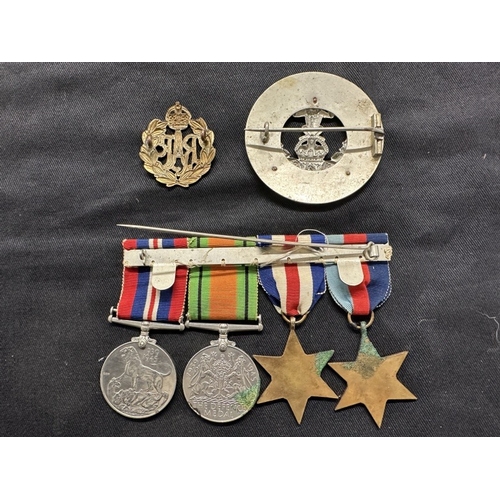 247 - Medals: WWII group France, Germany group of four to Harold Leslie Roberts-Phare RAF badge and white ... 