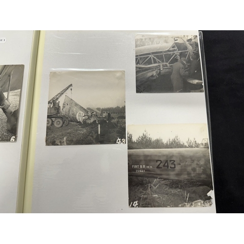 249 - Militaria/WWII Photographs: Album containing thirty-six original phoptographs of crashed and destroy... 