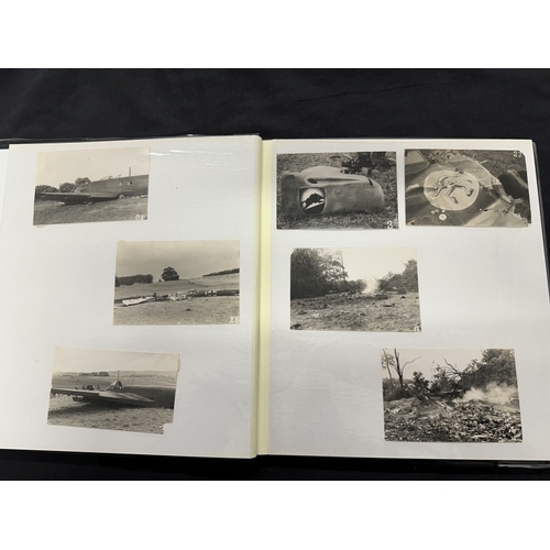 249 - Militaria/WWII Photographs: Album containing thirty-six original phoptographs of crashed and destroy... 