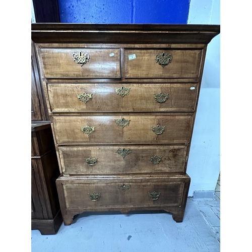 3 - Furniture: Early 18th cent. Mahogany two over three chest of drawers on stand, the stand with one dr... 