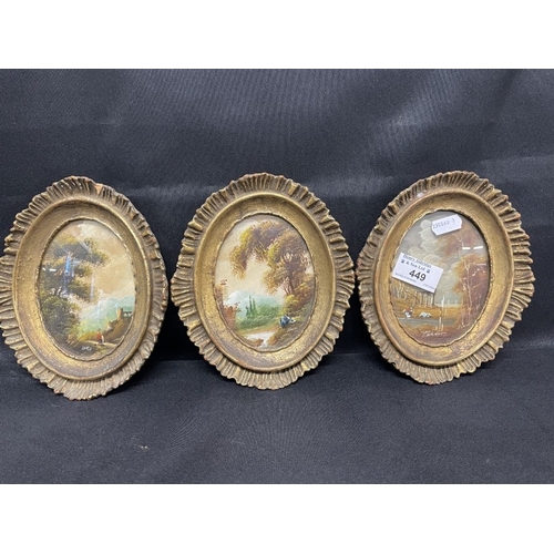 449 - Pictures: Late 19th/early 20th cent. Oil on board oval miniatures of Grand Tour subjects. 4½ins.... 