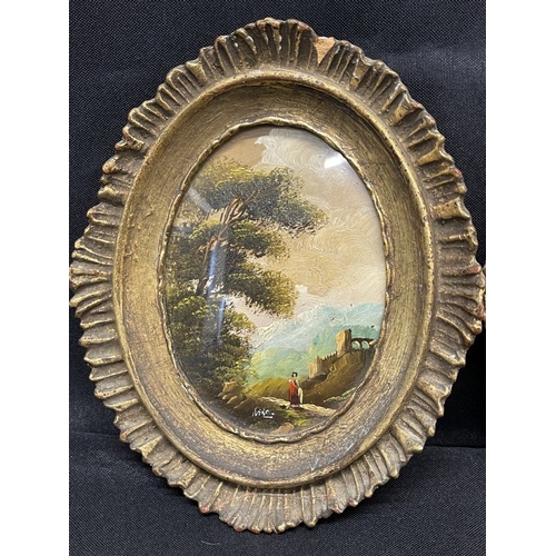 449 - Pictures: Late 19th/early 20th cent. Oil on board oval miniatures of Grand Tour subjects. 4½ins.... 