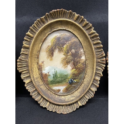 449 - Pictures: Late 19th/early 20th cent. Oil on board oval miniatures of Grand Tour subjects. 4½ins.... 