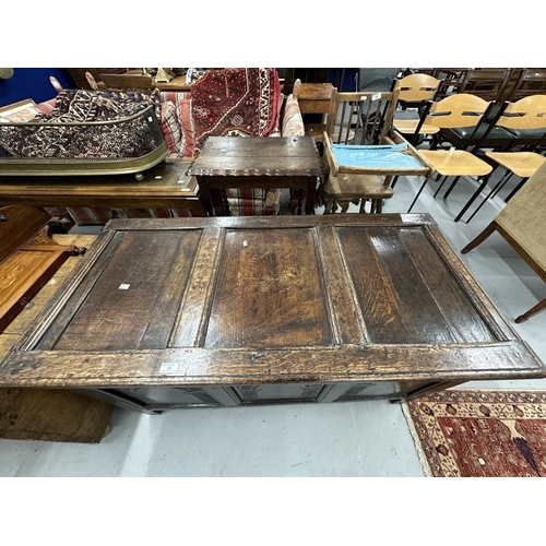 55 - Furniture: Late 18th/early 19th cent. Coffer, panels to the front, top and rear, with single panels ... 