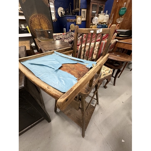 58 - Furniture: Early 20th cent. beech metamorphic child's highchair.