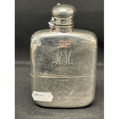 667 - Hallmarked Silver: Hallmarked Silver: Hip Flask Birmingham 1810-11, monogrammed.