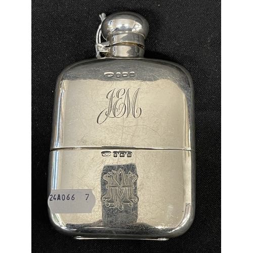 667 - Hallmarked Silver: Hallmarked Silver: Hip Flask Birmingham 1810-11, monogrammed.