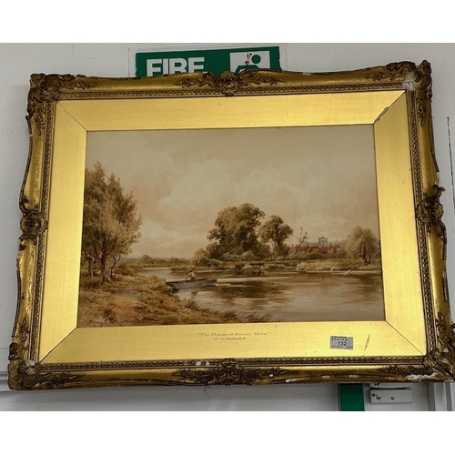 132 - Watercolour: ‘The Thames at Sonning’ by H. H. Parker, signed lower left, in giltwood and gesso frame... 