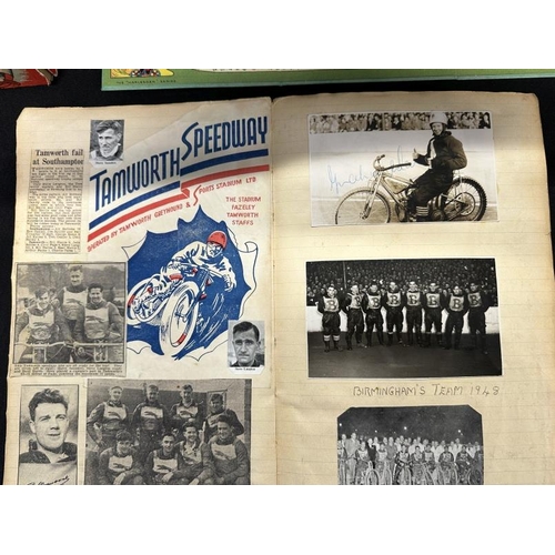 368 - Social History: 1949 Speed Way Scrapbook cuttings, programmes, including England v Australia 1949, B... 