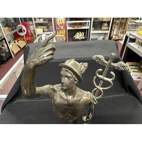 370 - Bronze: 20th cent. Bronze statue of Mercury on marble base signed G. da Bologna after Giovanni da Bo... 