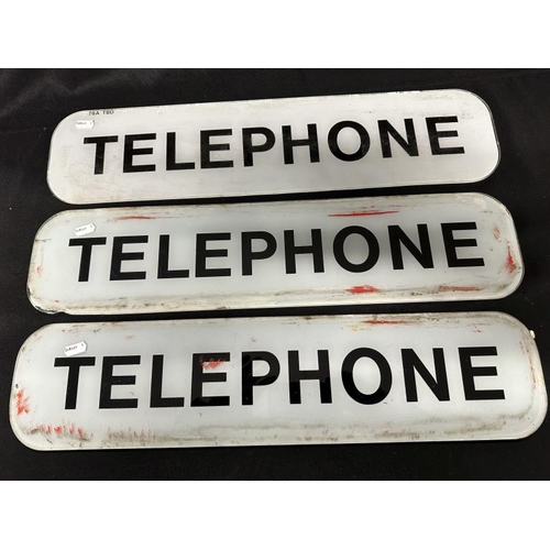 380 - Advertising: Glass Telephone signs 61cm x 14.5cm, one coded 78A TBD, together with another glass Tel... 