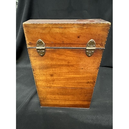 393 - Boxes: Early 19th cent. Mahogany knife box with star inlaid lid, interior having had stationery box ... 