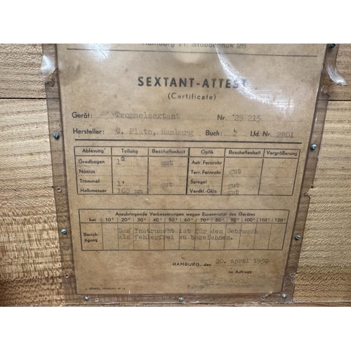 404 - Scientific Instruments: Mid-20th cent. Sextant by C. Plath of Hamburg in original wooden case with p... 