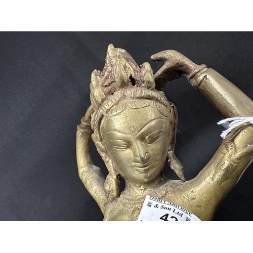 421 - Sculptures: 20th cent. Hollow cast bronze female Indian dancer 'Parvati'. 47cm.