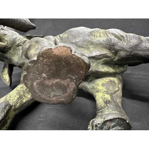 445 - Sculptures: 20th cent. Japanese patinated hollow cast bronze elephant with faux Zhuanshu mark to the... 