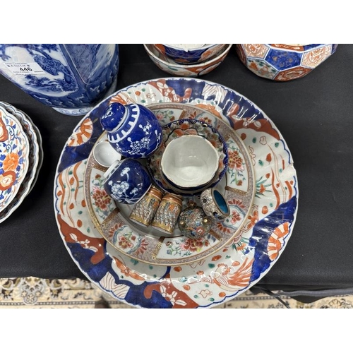 446 - Oriental Ware: Imari plates, charger, Chinese ginger jars, bowls, cloisonne ware English and Chinese... 