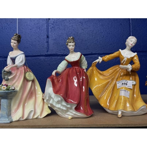 489 - 20th cent. Figurines: Royal Doulton Mary HN3375, Kirsty HN2381, Alexandra HN3286, Fair Lady HN2832, ... 