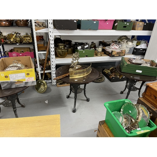 50 - Gardenalia: 19th century style cast iron base garden table with circular top. 30ins. (3)... 