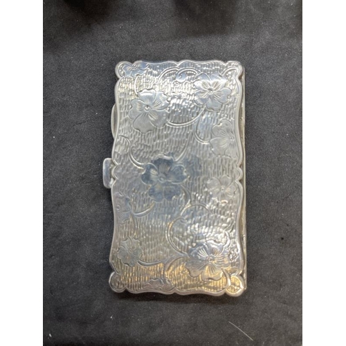 569 - Hallmarked Silver: Edwardian silver folding card case engraved with flowers, Birmingham 1909, togeth... 