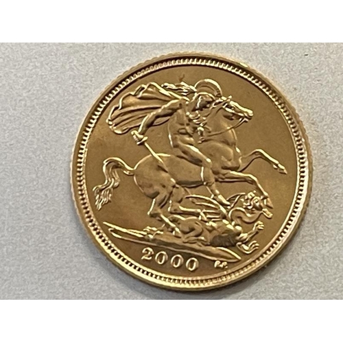 612 - Coins: Gold UK half Sovereign St George 2000 B.U.