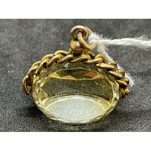 626 - Hallmarked Jewellery: Victorian 9ct gold and Citrine Albert chain swivel spinner fob. 10g.... 