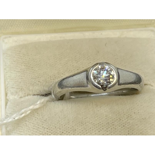 657a - Hallmarked Jewellery: Platinum 950 diamond solitaire ring with a 0.5ct stone, ring size O½.... 