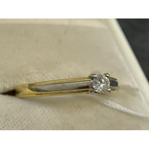 661 - Hallmarked Jewellery: 18ct gold ring set with a brilliant cut diamond, estimated weight 0.10ct. Hall... 