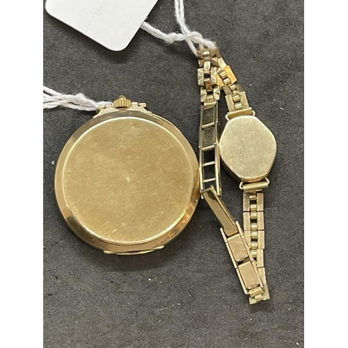 688 - Watches: Two gold watches one 9ct gold Deco pocket watch London 1928, 44g. The other 9ct gold wristw... 