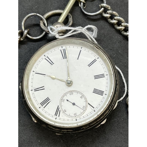 692 - Watches: Hallmarked silver-cased London marks pocket or vest watch, white enamel face, Roman numeral... 