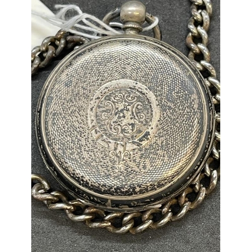 692 - Watches: Hallmarked silver-cased London marks pocket or vest watch, white enamel face, Roman numeral... 