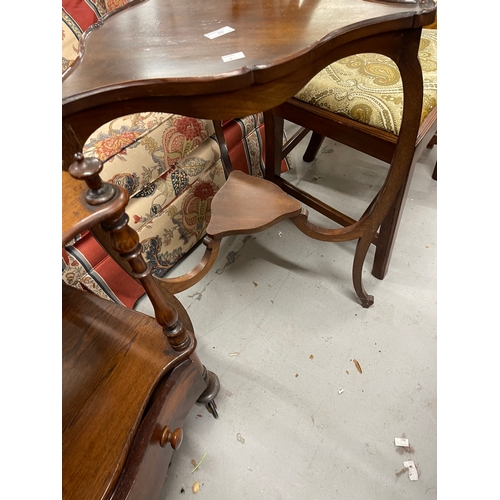 58 - Furniture: 19th cent. Mahogany dining chair lyre back, drop in seat, chamfered front supports and a ... 