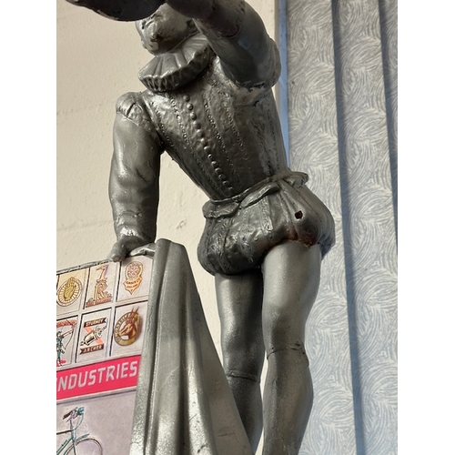 350a - Transport: Raleigh Industries advertising figure depicting Sir Walter Raleigh holding a shield, his ... 