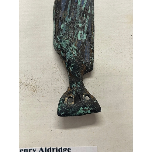 463 - Bronze: 13th cent. Limoges bronze Corpus Christi bearing traces of original enamelling. 10.3cm. Orig... 