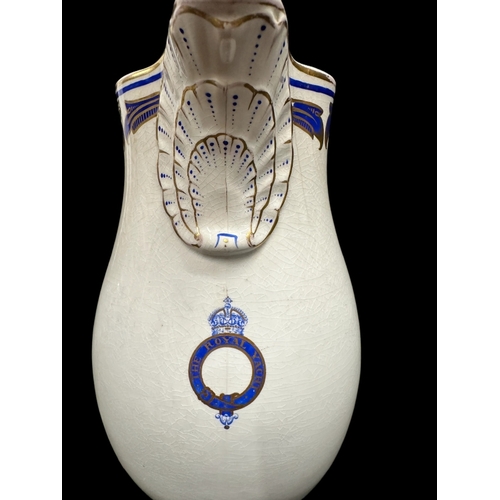 101 - ROYAL YACHT: Copeland blue and gold pattern monumental milk ewer, garter crest to centre bearing the... 