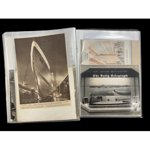 24 - CUNARD: Oversize album of mostly period photographs of Cunard and other liners including Lusitania a... 