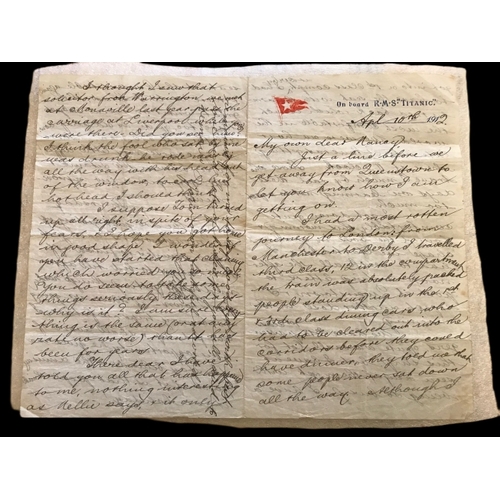 247 - R.M.S. TITANIC: First-Class passenger Mr. William Henry Harrison four-page letter written onboard R.... 