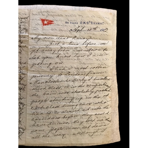247 - R.M.S. TITANIC: First-Class passenger Mr. William Henry Harrison four-page letter written onboard R.... 