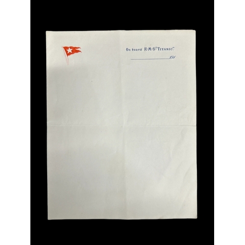 252 - R.M.S. TITANIC: Extremely rare piece of blank Titanic stationery with White Star watermark, comprisi... 