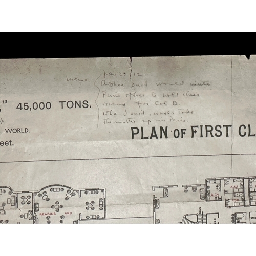 254 - R.M.S. TITANIC: John Jacob Astor/William Dobbyn Archive: Colonel Astor's Titanic First-Class Plan of... 